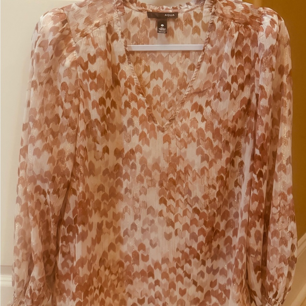 Aqua Women's Tan Patterned Blouse